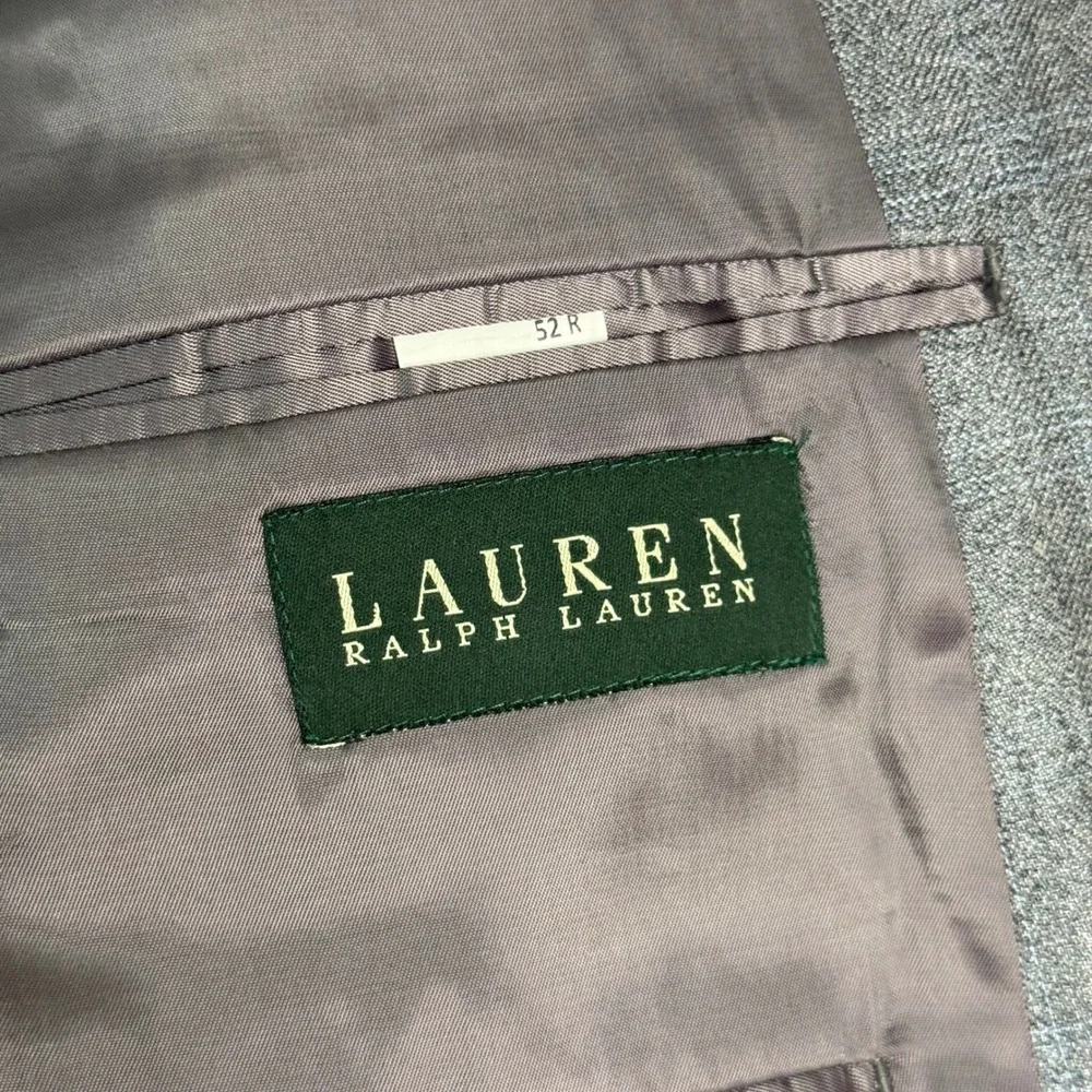 Lauren Ralph Lauren Mens 52R Silk Wool Blazer Gray Glen Plaid Sport Coat Jacket
